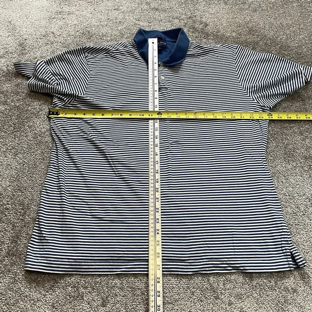 Club Room by Charter Club Polo Shirt Mens XL Blue Striped Pima Cotton Collared
